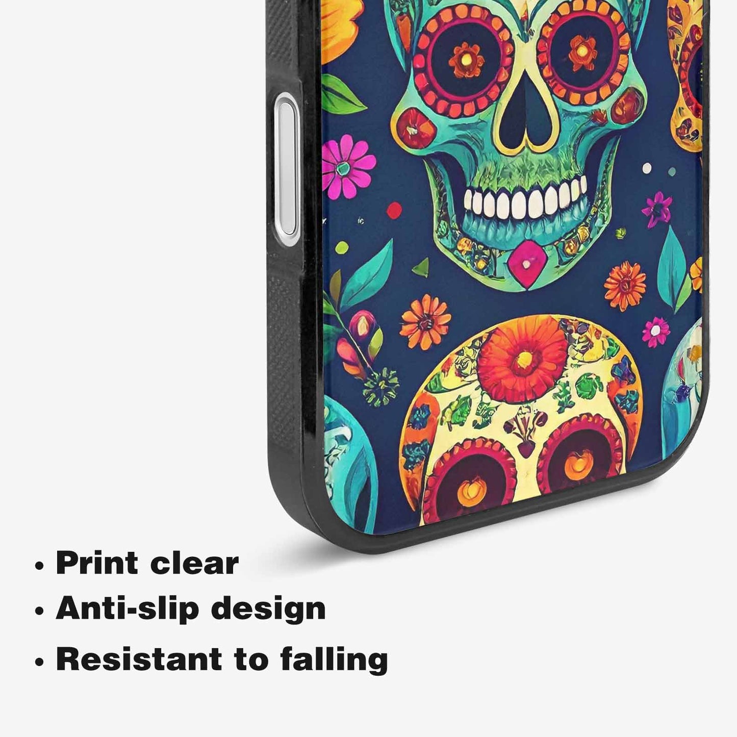 iPhone 16 Plus Case — Rainbow Sugar Skull Weave, Custom Printed Phone Case