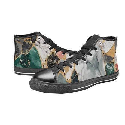 WOMEN'S Marble Stone Texture High Top Canvas Vivid Custom Shoes