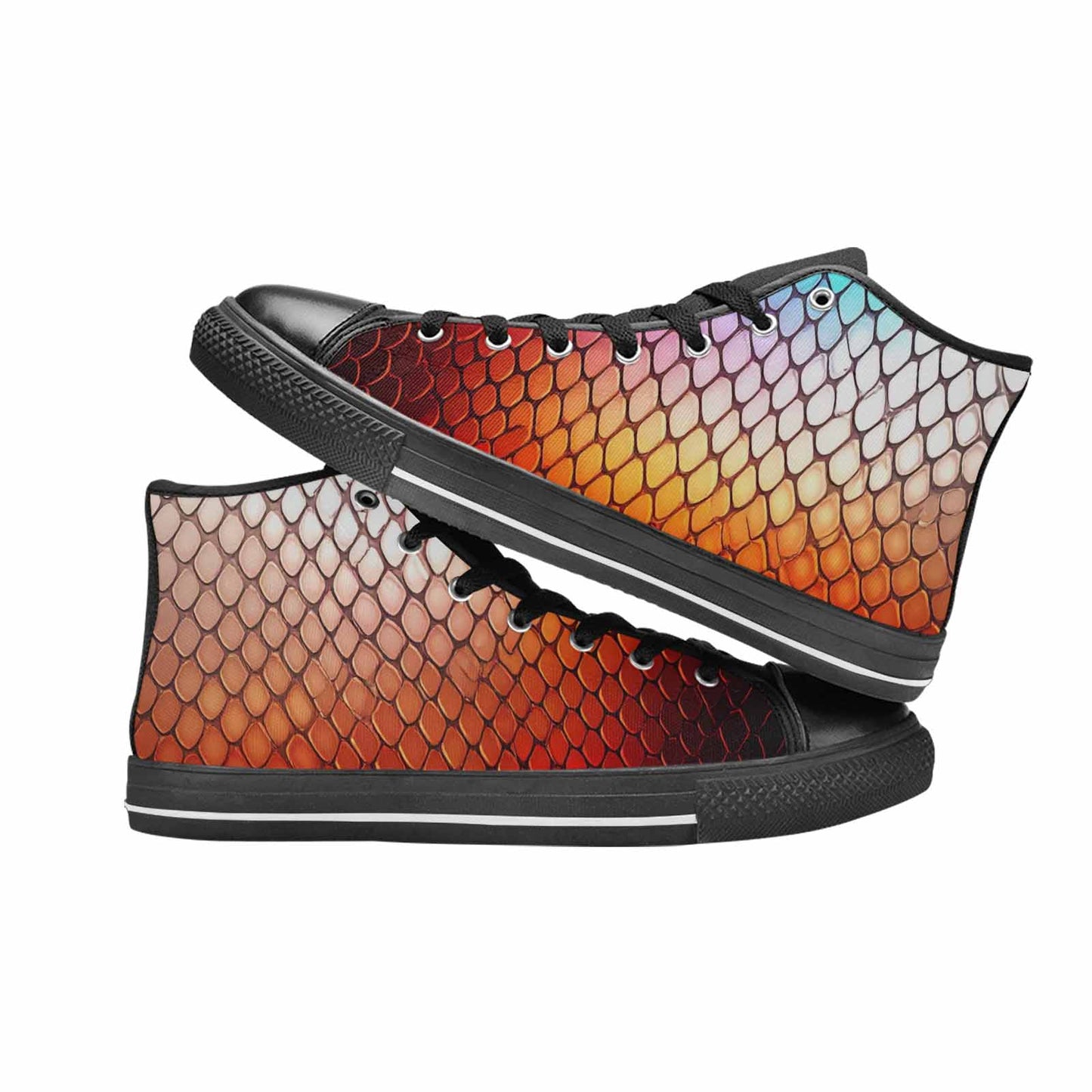 MEN'S Dark Snake Print High Top Canvas Surreal Custom Shoes