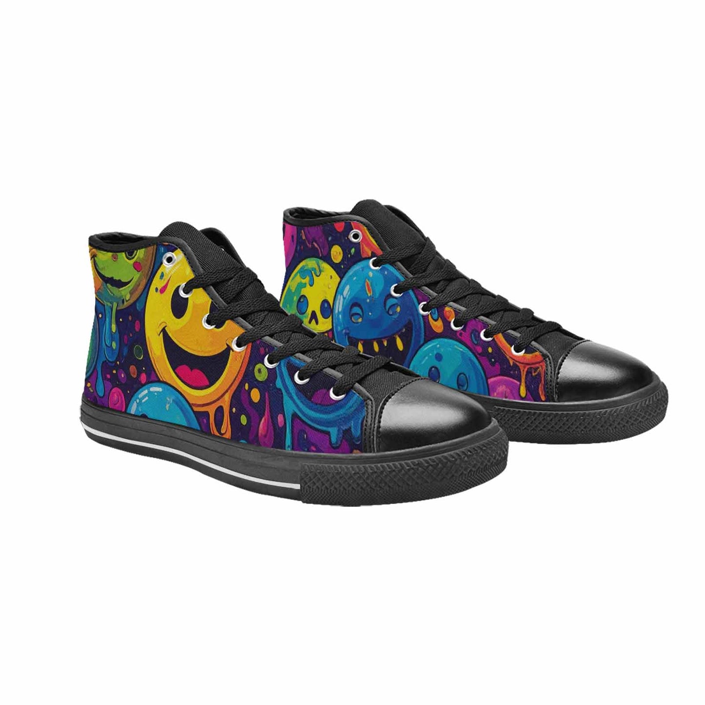 MEN'S Yellow Smiley Face High Top Canvas Dreamcore Shoes