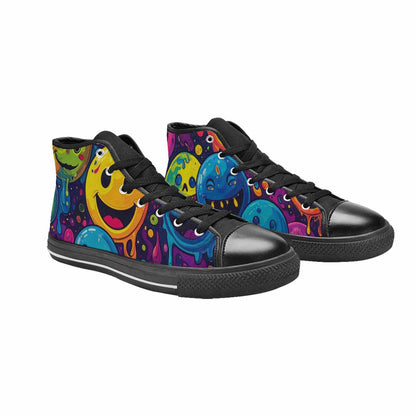 MEN'S Yellow Smiley Face High Top Canvas Dreamcore Shoes