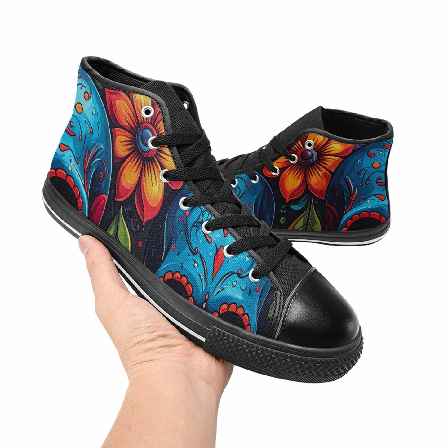WOMEN'S Graffiti Skull High Top Canvas Dark Academia Custom Sneakers