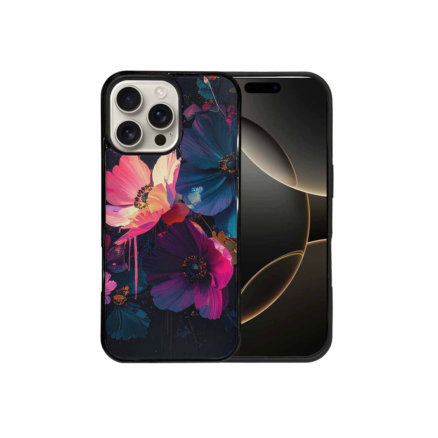 iPhone 16 Pro Max Case — Shadowy Glitch Floral Pattern Hundreds Of, Custom Made Phone Cover