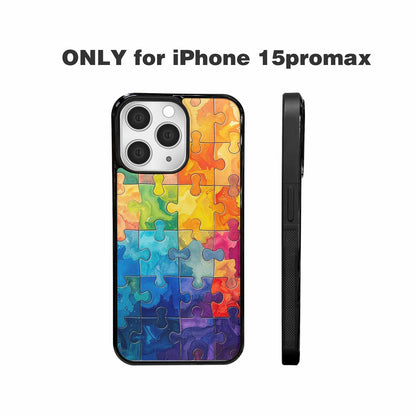 iPhone 15 Pro Max Case — Autism Puzzle Pieces Puzzle Piece Pattern, Customized Protective Case