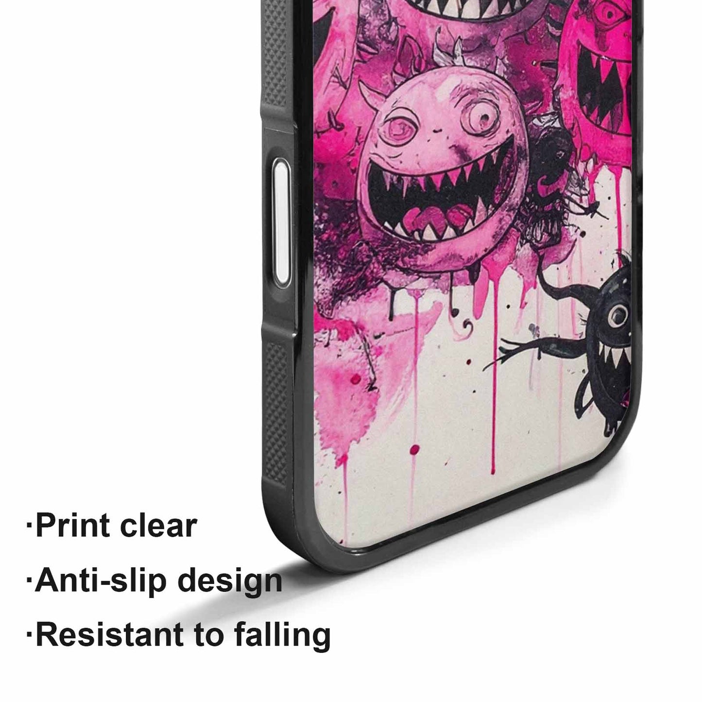 iPhone 17 Case — Black &amp; Pink Ink Cartoon Cute, Customized Protective Case