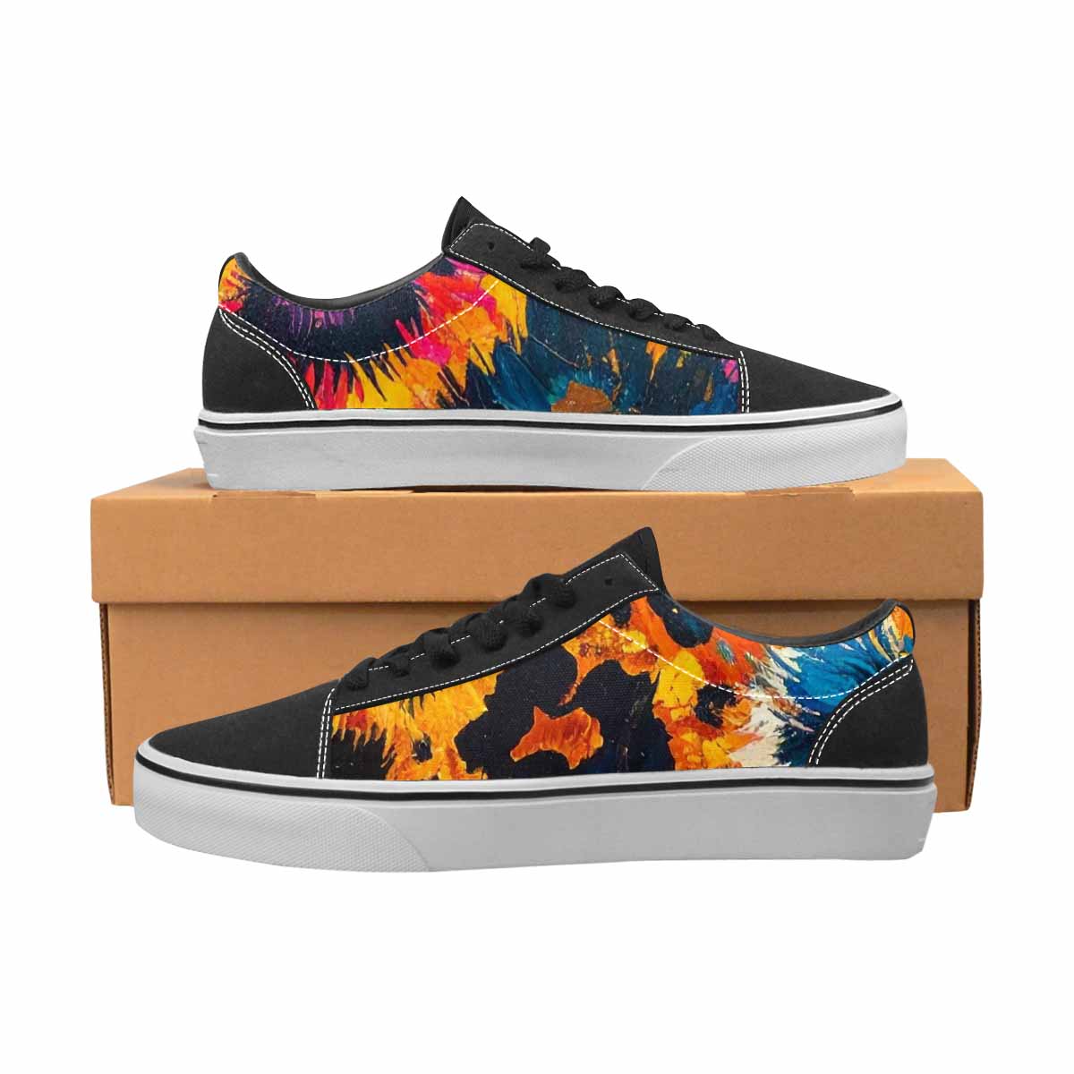 WOMEN'S Full Color Vibrant Animal Lace-Up Canvas Melting Art Sneakers
