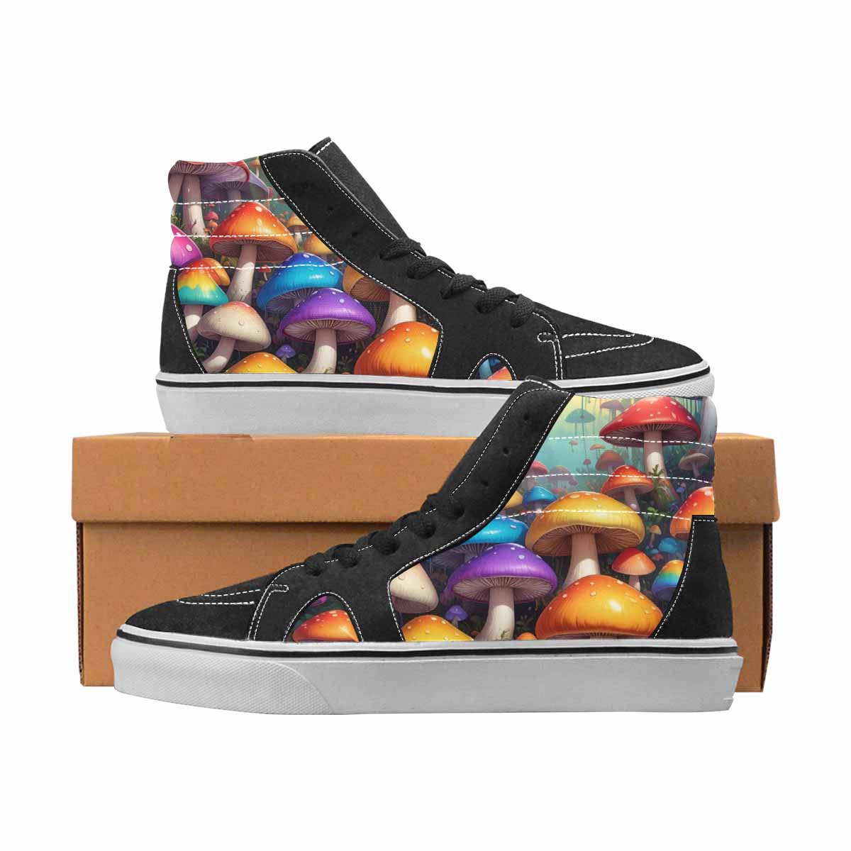 WOMEN'S Mushrooms High Top Canvas Graphic Print Aesthetic Custom Art Shoes