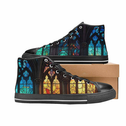 MEN'S Stained Glass Cathedral High Top Canvas Y2K Custom Sneakers