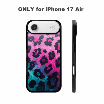 iPhone 17 Air Case — Leopard Neon Pink Teal Airbrush Animal, Custom Designed Case Cover