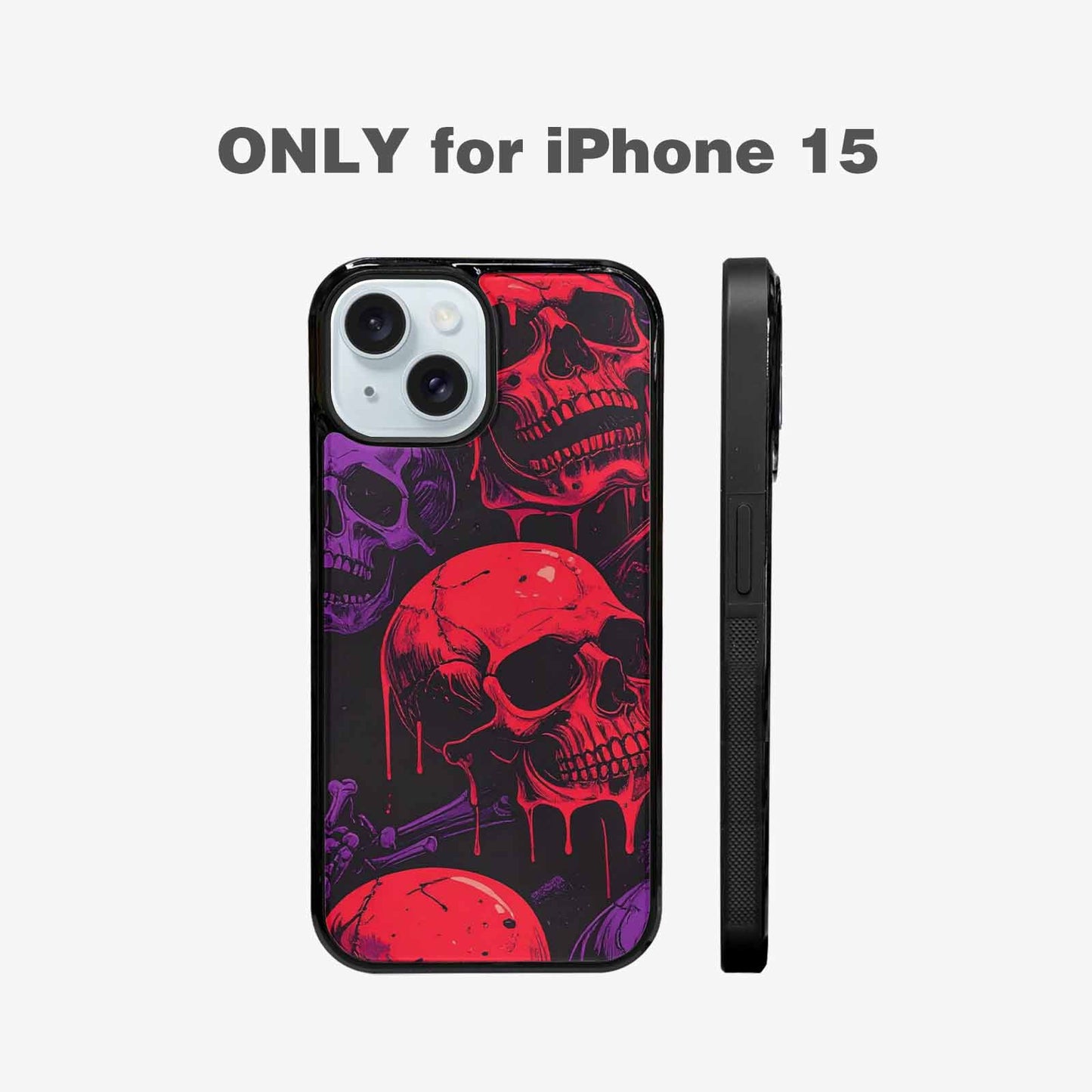 iPhone 15 Case — Red Purple Skeletons Neon Drip Melting, Custom Phone Case