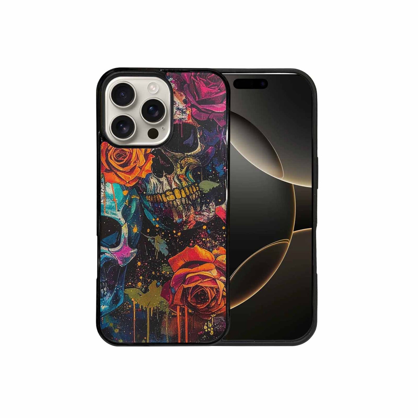 iPhone 16 Pro Max Case — Skulls Roses Acid Wash Custom, Custom Phone Case