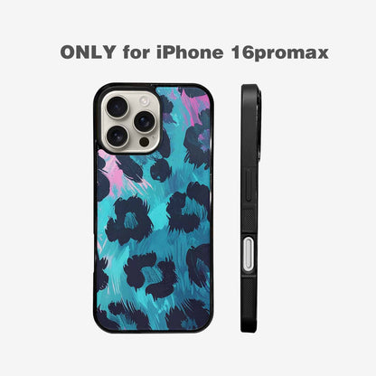 iPhone 16 Pro Max Case — Leopard Neon Pink Teal Airbrush, Custom Phone Case