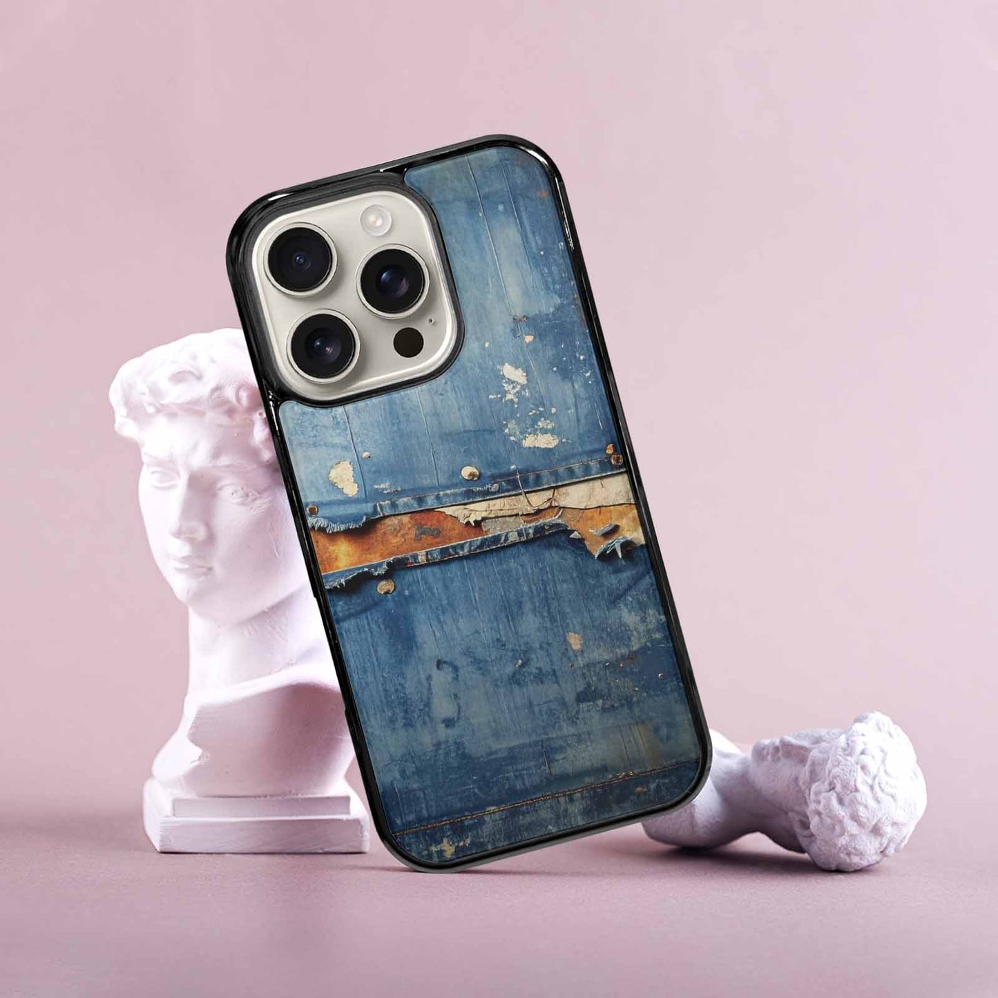 iPhone 16 Pro Case — Denim Distressed Textures Print Edge To, Custom Printed Phone Case