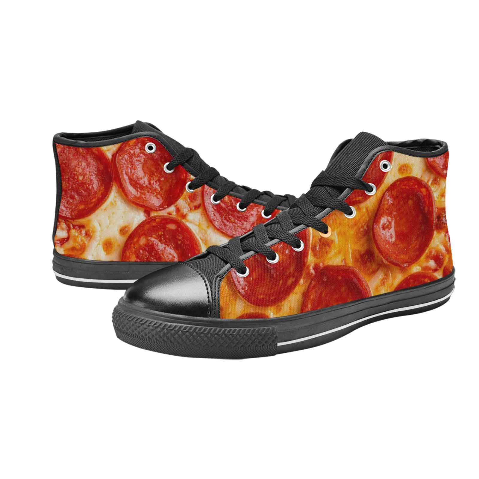 MEN'S Pepperoni Pizza Print High Top Canvas Neon Fantasy Shoes