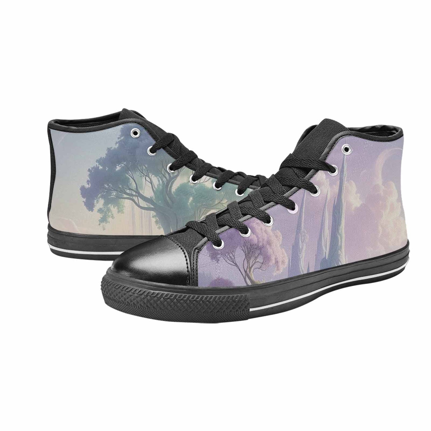 WOMEN'S Surrealist Dreamscape High Top Canvas Cottagecore Sneakers