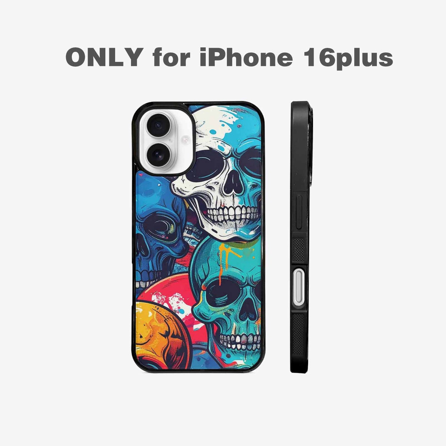 iPhone 16 Plus Case — Graffiti Skull Art Seamless Pattern Vibrant, Custom Art Phone Cover