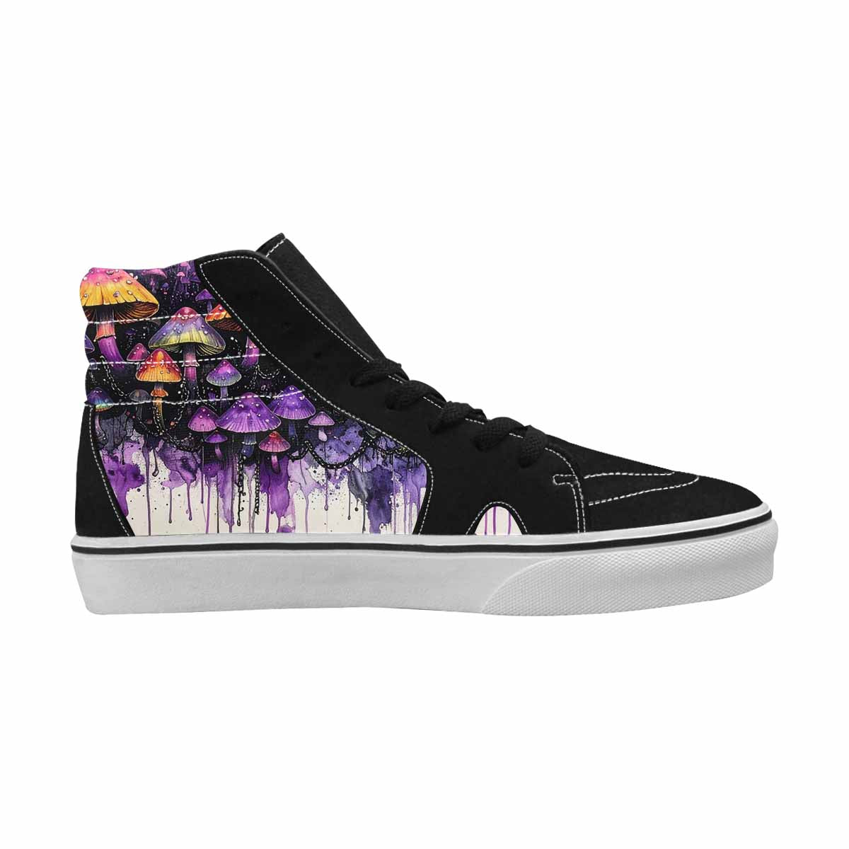 MEN'S Rainbow Drip Mushrooms High Top Canvas Cottagecore Custom Sneakers