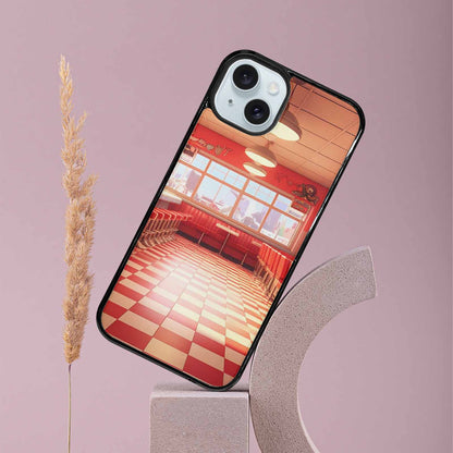 iPhone 15 Plus Case — 1950s Diner Cartoon Art Pattern, Custom Phone Case