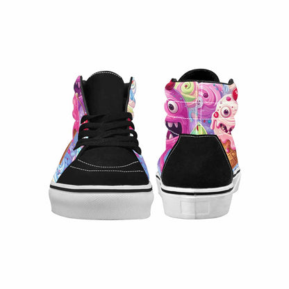 WOMEN'S Melting Icecream Monster Cherry High Top Canvas Neon Fantasy Custom Shoes