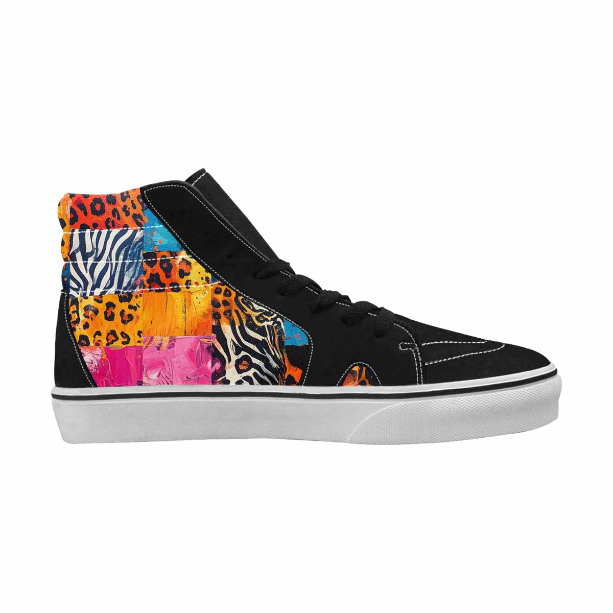 WOMEN'S Leopard Full Color High Top Canvas Unique Print Dreamcore Original Art Sneakers