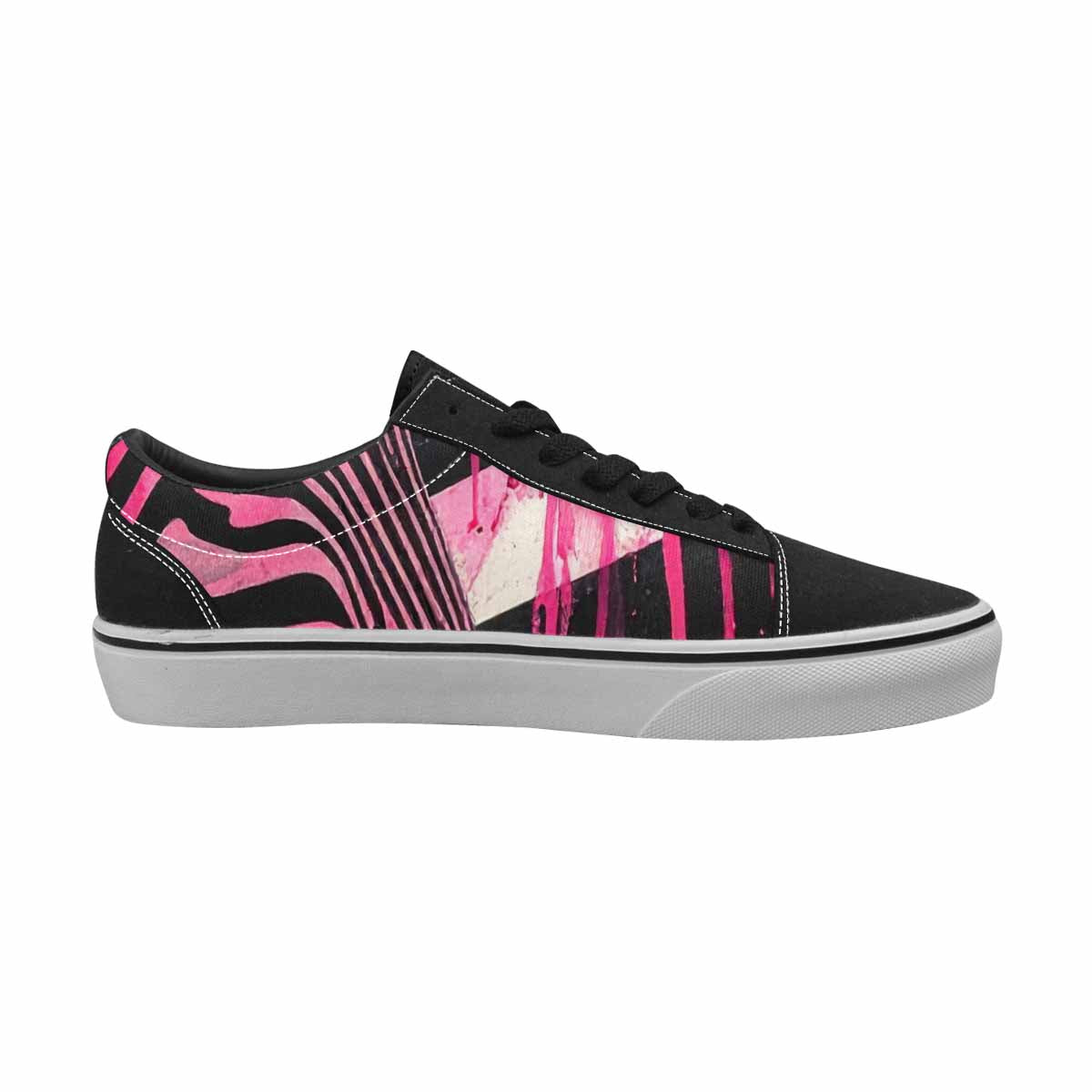 WOMEN'S Zebra Black & Pink Ink Canvas Original Design Neon Fantasy Custom Canvas Shoes