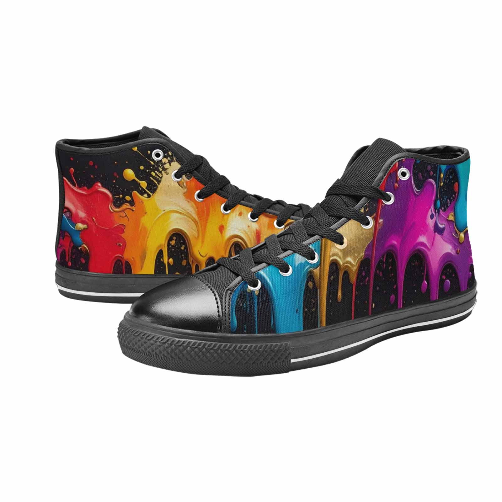 WOMEN'S Paint Splatter High Top Canvas Grunge Shoes
