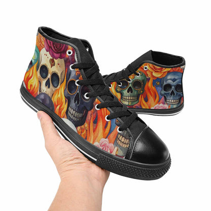 WOMEN'S Skull High Top Canvas Vibrant Chaos Shoes