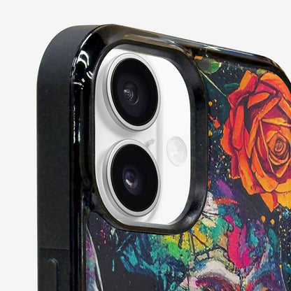 iPhone 16 Plus Case — Skulls Roses Acid Wash, Unique Phone Case Design