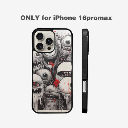 iPhone 16 Pro Max Case — Multi Eye Monster Black Red Ink, Custom Phone Case