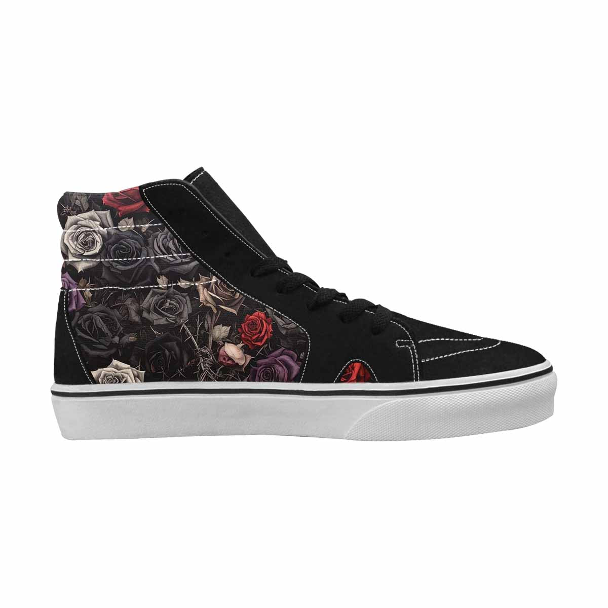 WOMEN'S Black Gothic Rose High Top Canvas Surreal Custom Shoes