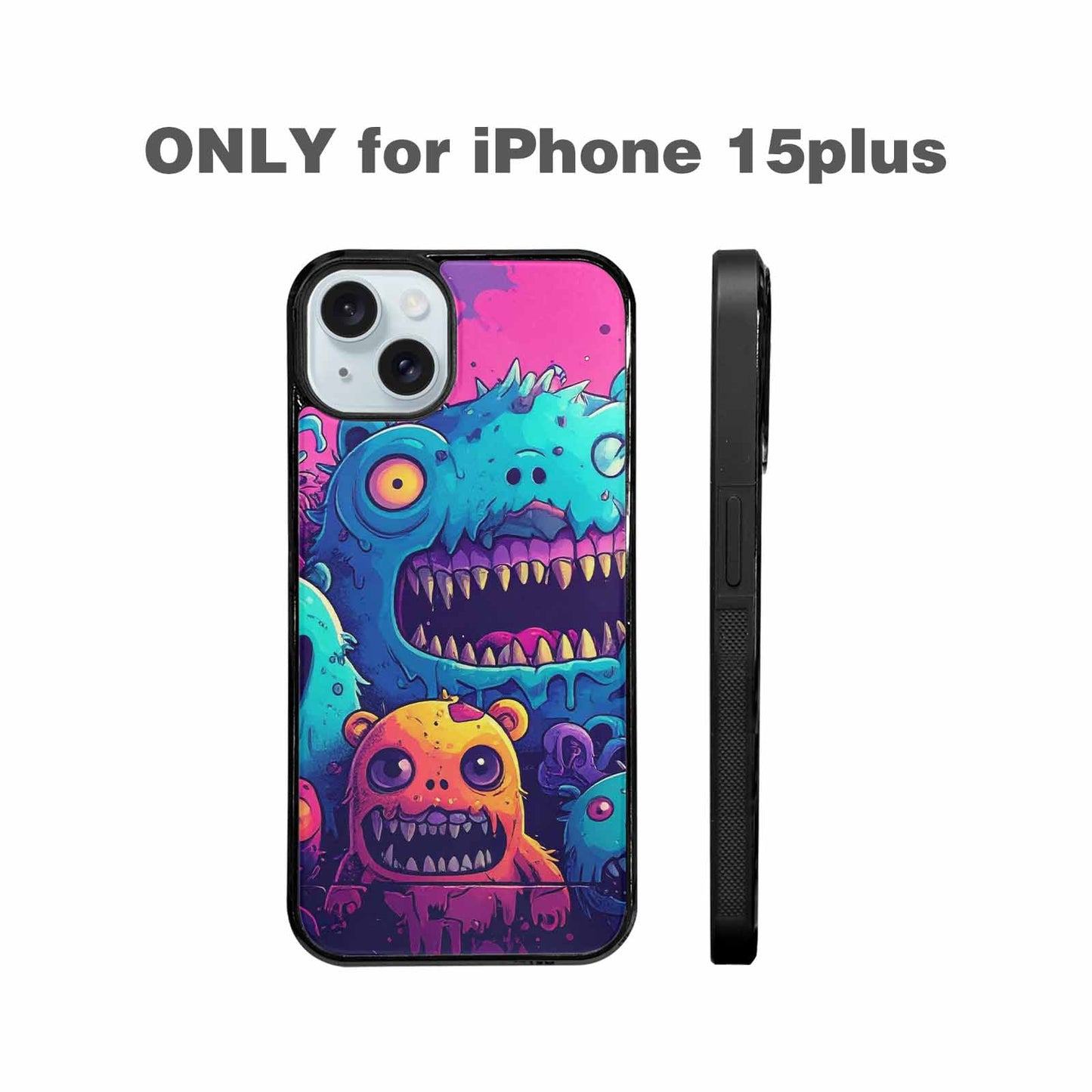 iPhone 15 Plus Case — Overlapping Endlessly No Empty Space Monsters, Personalized Phone Case