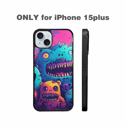 iPhone 15 Plus Case — Overlapping Endlessly No Empty Space Monsters, Personalized Phone Case