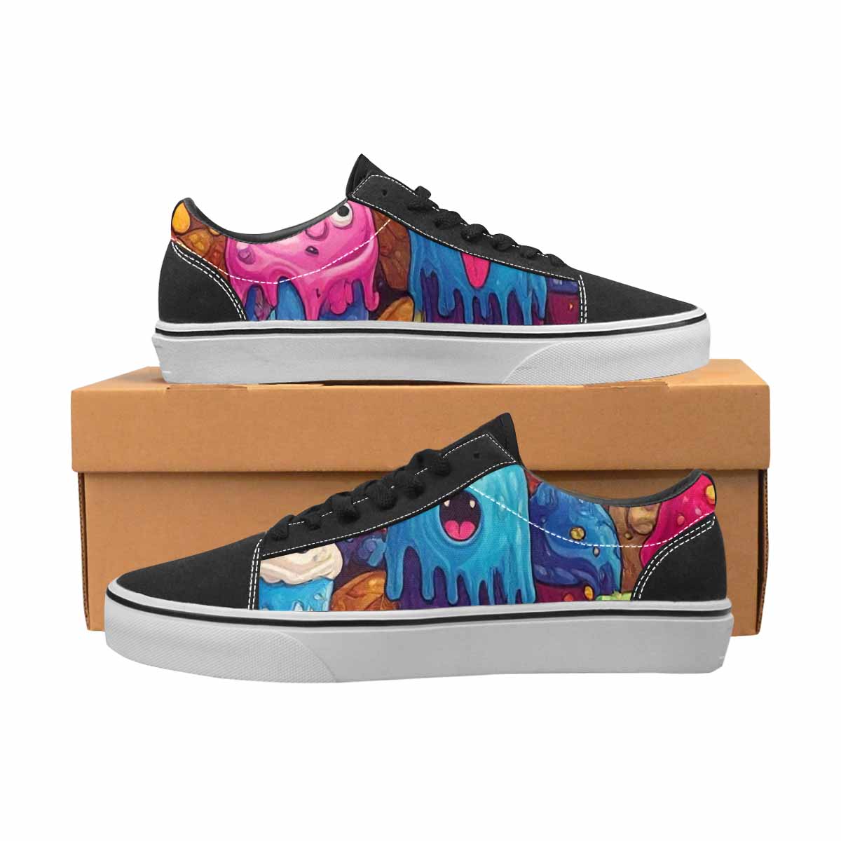 WOMEN'S Melting Ice Cream Monster Lace-Up Canvas Dark Academia Custom Sneakers