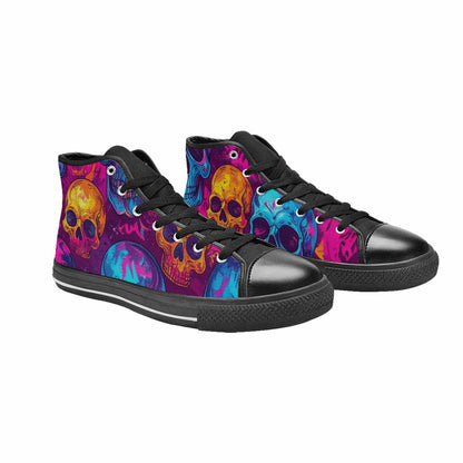 WOMEN'S Tie Dye Skulls Print High Top Canvas Aesthetic Custom Shoes