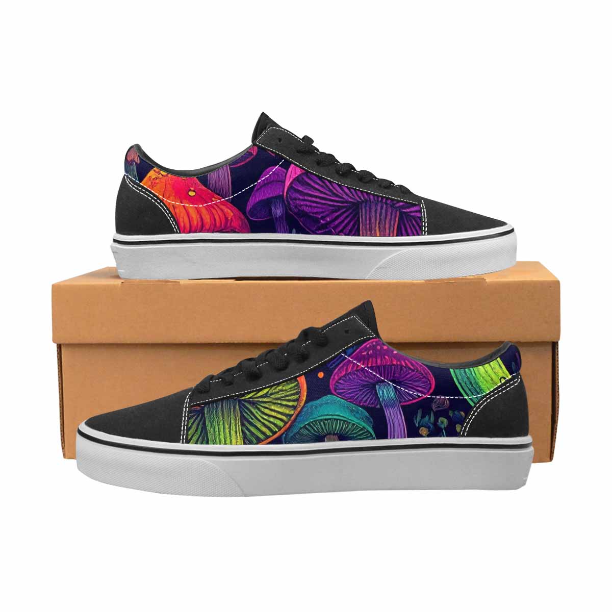 WOMEN'S Psychedelic Mushroom Canvas Lace-Up Wallpaper Art Custom Sneakers