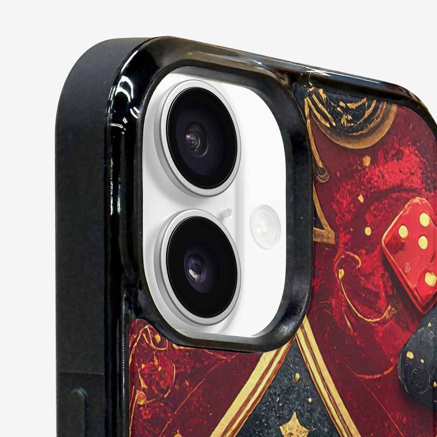 iPhone 16 Case — Playing Card Suits Pattern Poker Chips, Unique Phone Case Design