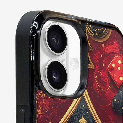 iPhone 16 Case — Playing Card Suits Pattern Poker Chips, Unique Phone Case Design