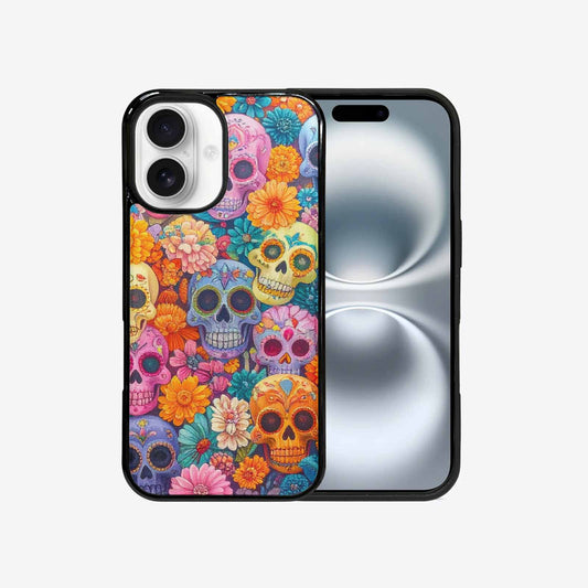 iPhone 16 Case — Ornate Candy Color Skull Pattern Hundreds, Personalized Phone Case