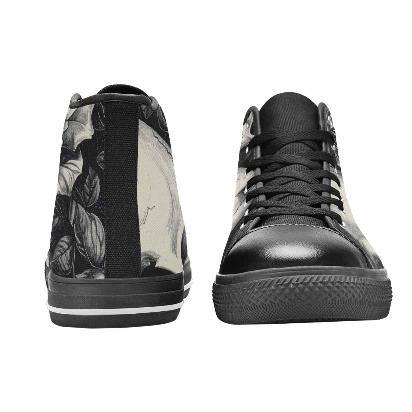 WOMEN'S Skulls Roses Pen Ink High Top Canvas Dark Academia Custom Shoes