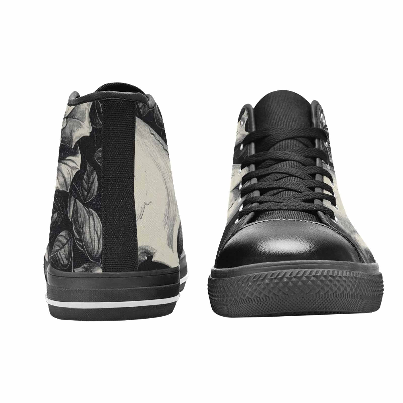 WOMEN'S Skulls Roses Pen Ink High Top Canvas Dark Academia Custom Shoes