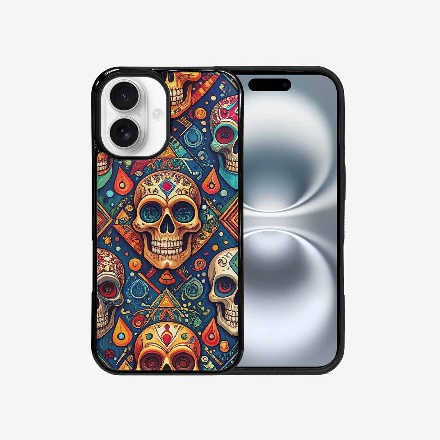 iPhone 16 Case — Sacred Geometry Lots Of Skulls Seamless, Custom Made Phone Cover