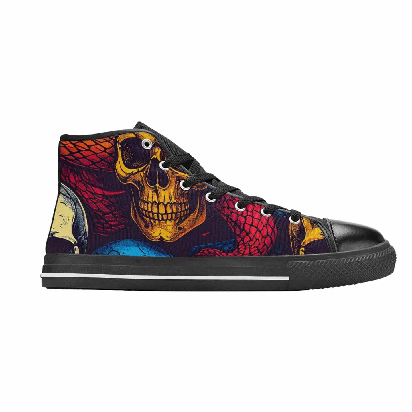 MEN'S Snake Skulls Print High Top Canvas Y2K Custom Shoes