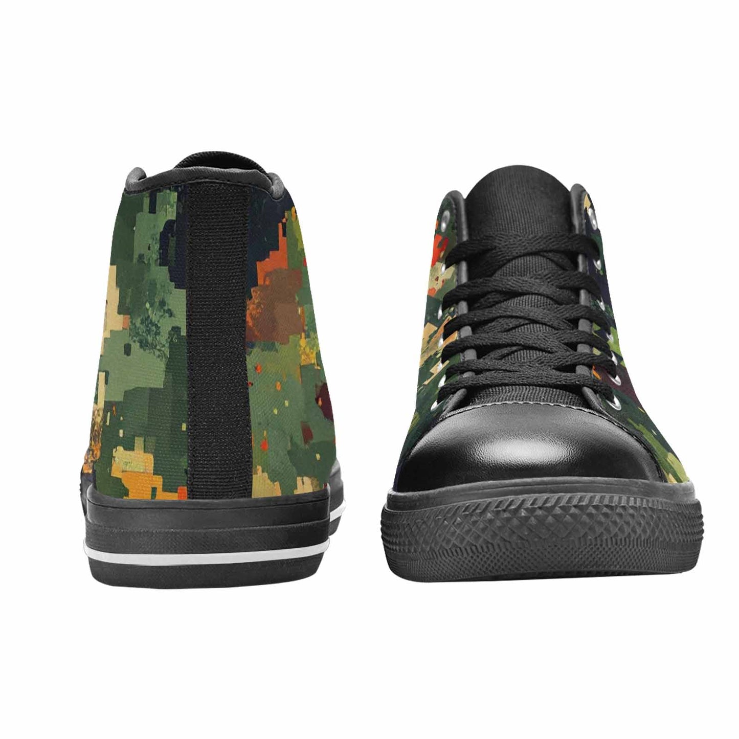 WOMEN'S Military Camouflage Blotch High Top Canvas Vibrant Chaos Sneakers
