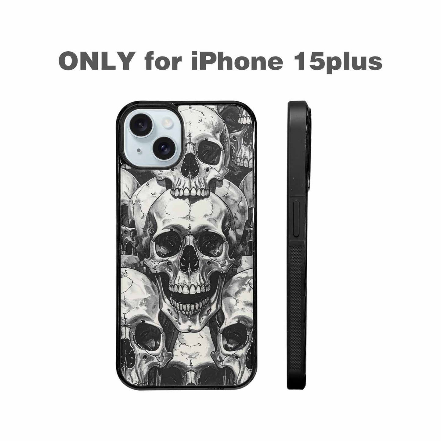 iPhone 15 Plus Case — Tessellated Human Skulls Custom, Unique Phone Case Design