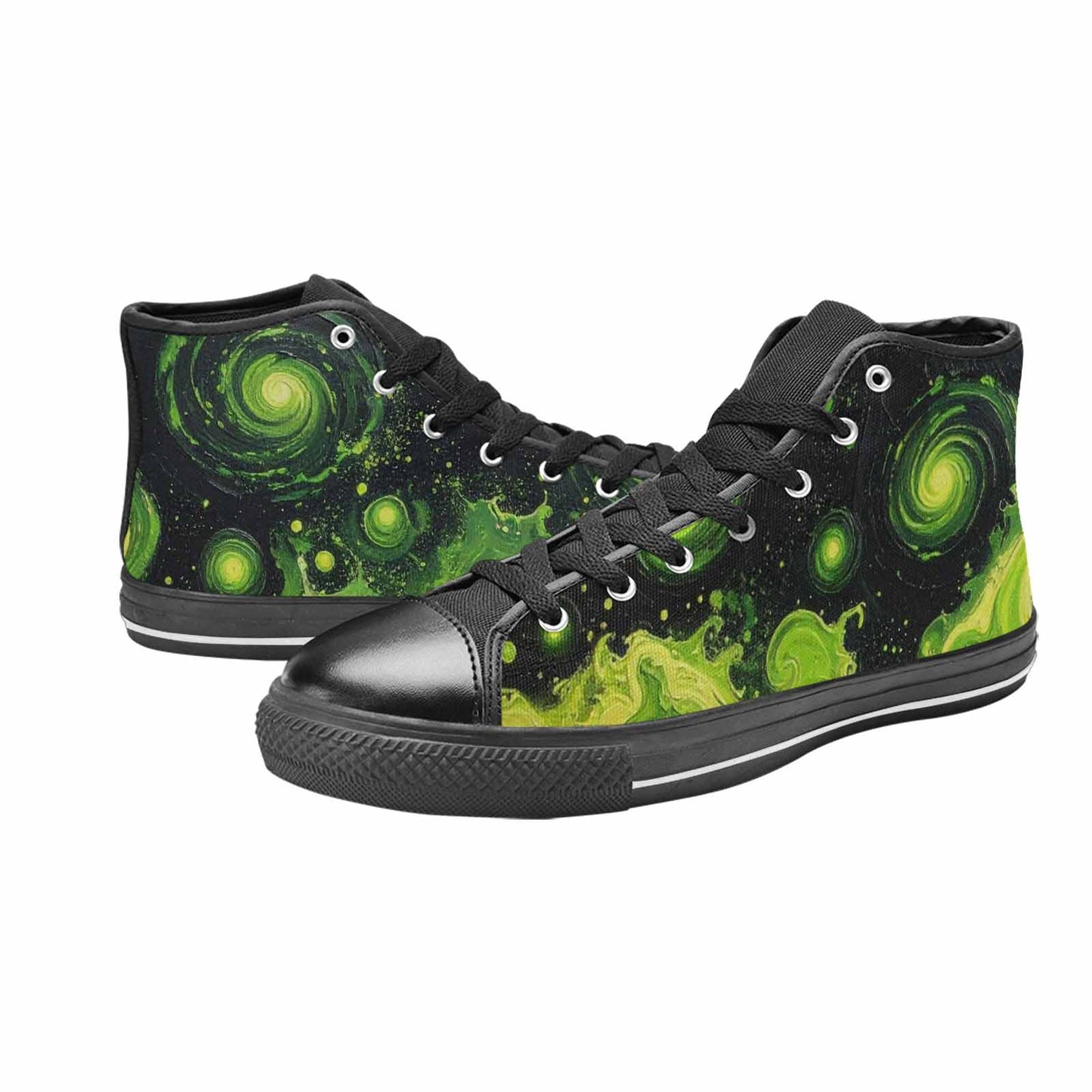 MEN'S Melting Galaxy Acid Green High Top Canvas Dark Academia Custom Shoes