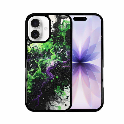 iPhone 17 Case — Black &amp; Green Ink Galaxy Space, Unique Phone Case Design