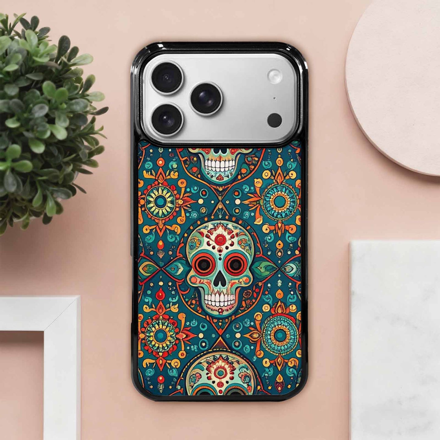 iPhone 17 Pro Max Case — Sacred Geometry Skull Seamless Gothic Skulls, Custom Made Phone Cover