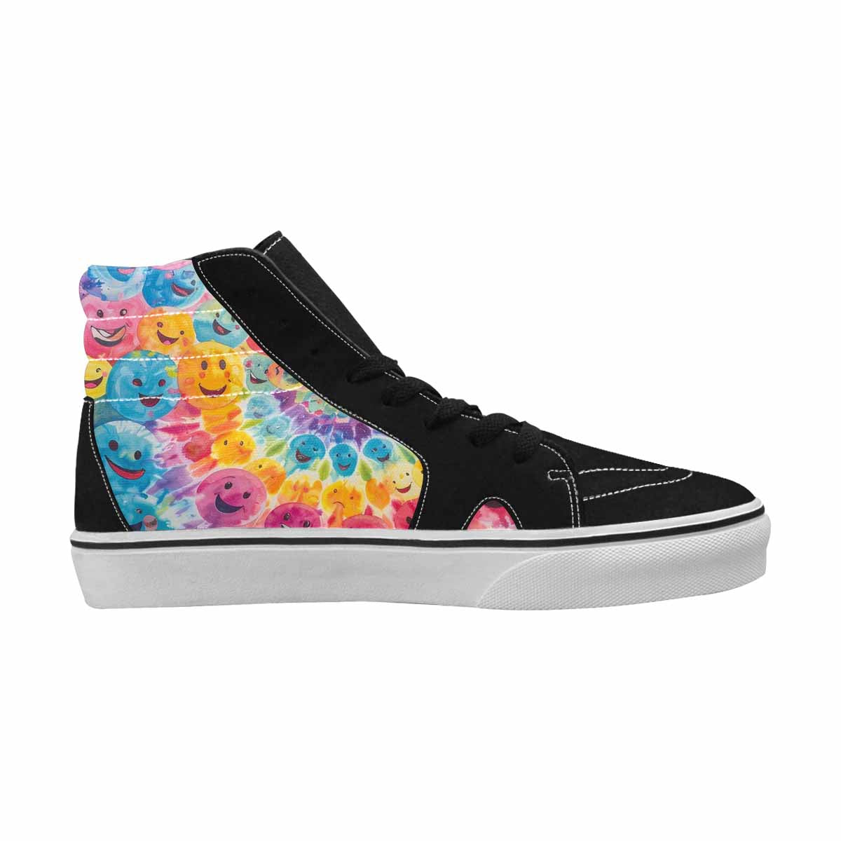 MEN'S Smiley Facessmiley Faces  High Top Canvas Cottagecore Sneakers