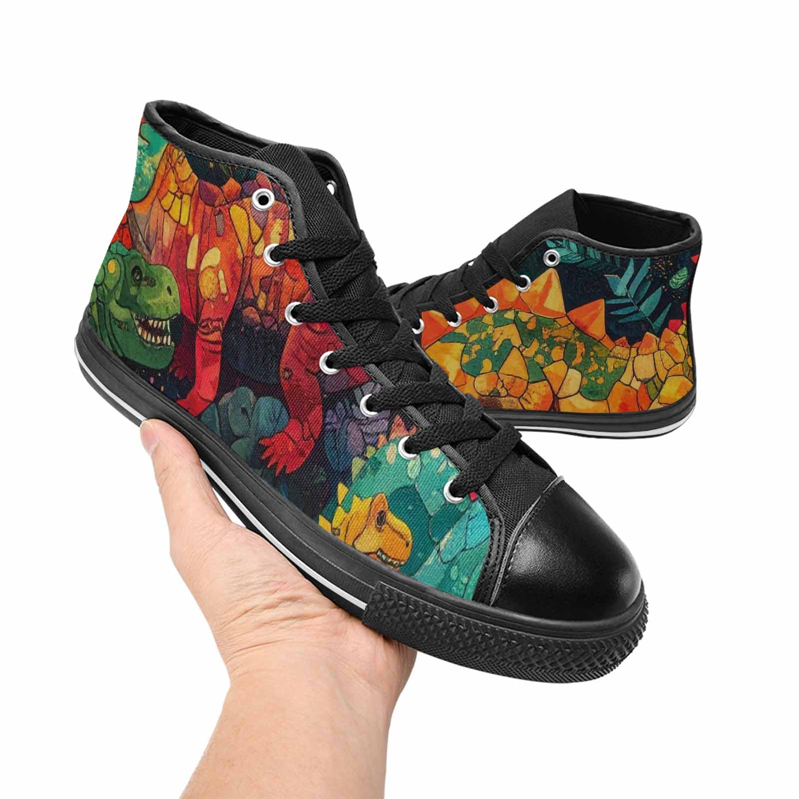 WOMEN'S Dinosaur Silhouette High Top Canvas Dreamcore Custom Sneakers