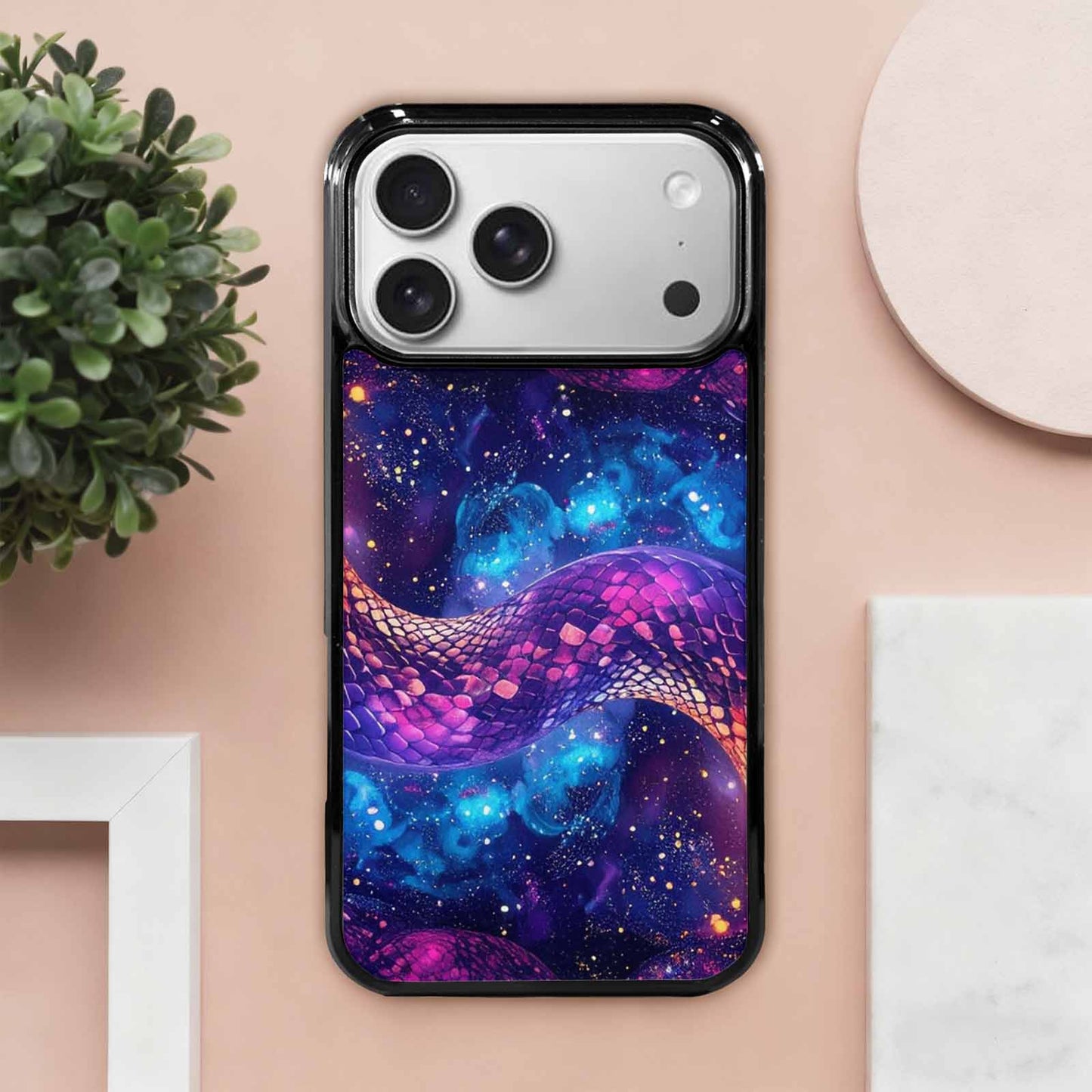 iPhone 17 Pro Max Case — Galaxy Snake Print Galaxy Space, Custom Printed Phone Case